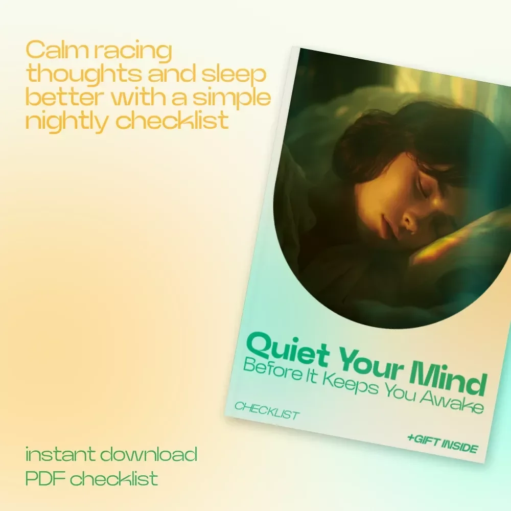 Quiet Your Mind Before It Keeps You Awake – Nighttime Checklist for Better Sleep, Ways to Calm Your Mind at Night, Overthinking Relief Guide