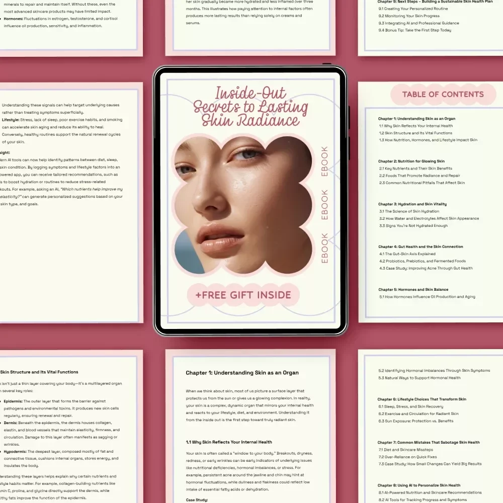Inside-Out Secrets to Lasting Skin Radiance | Skin Health from the Inside Out eBook Guide for Glowing Skin, Nutrition, Gut Health & Hormone Balance
