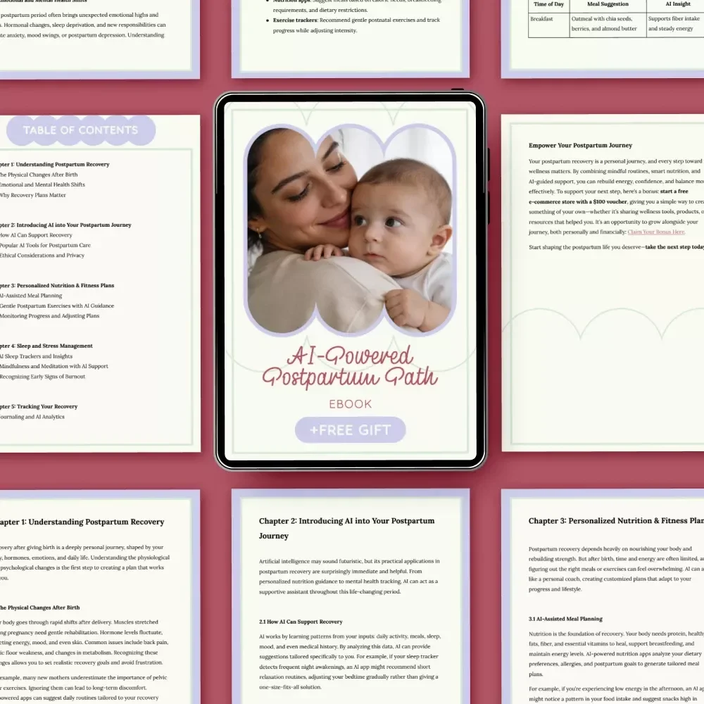 AI-Powered Postpartum Path – AI Postpartum Recovery Plan eBook, Smart Healing Guide for New Moms, Digital Download Wellness Checklist & Personalized Care System