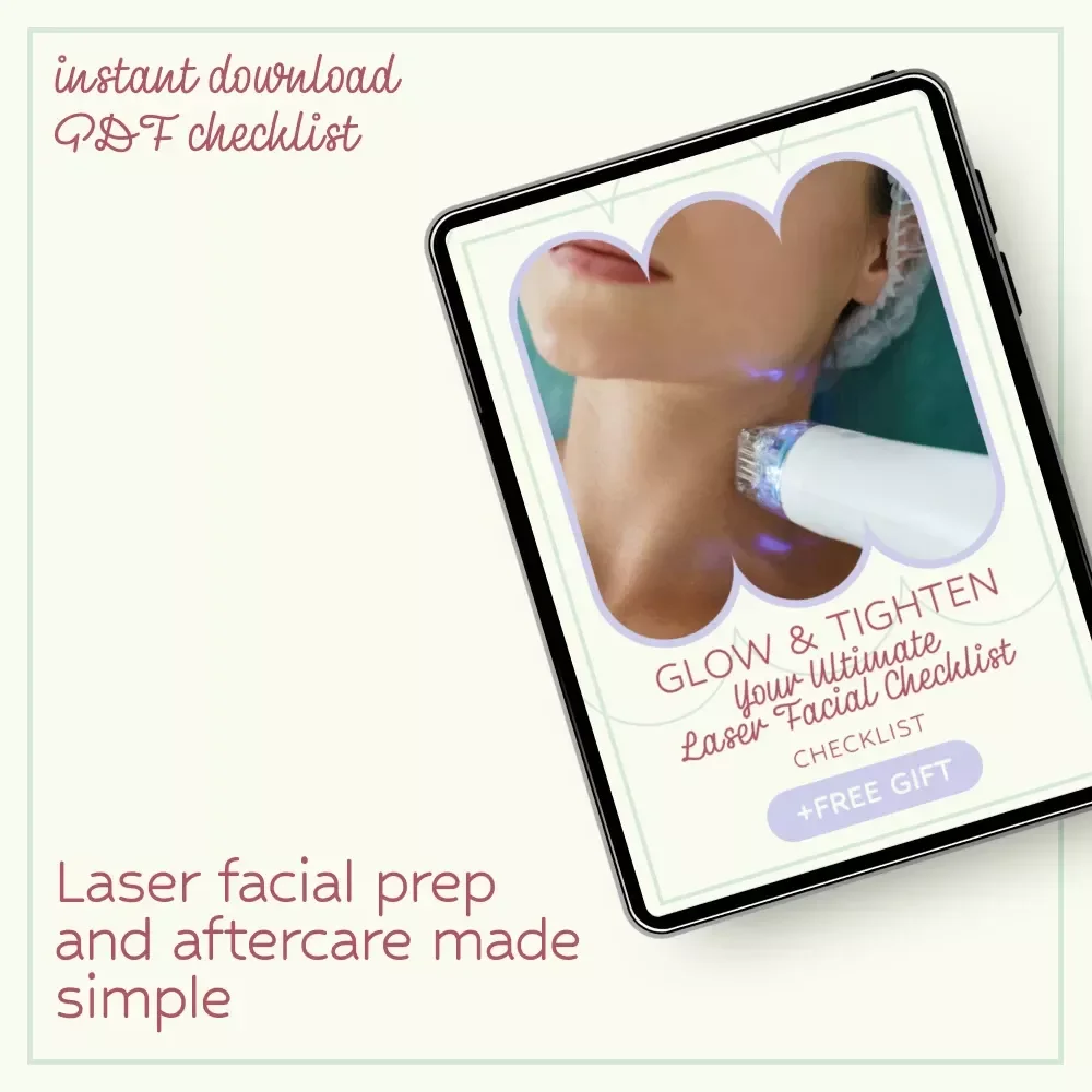 Glow & Tighten: Your Ultimate Laser Facial Checklist | Laser Facial Treatments for Skin Tightening Prep Guide | Skincare Routine Planner Digital Download