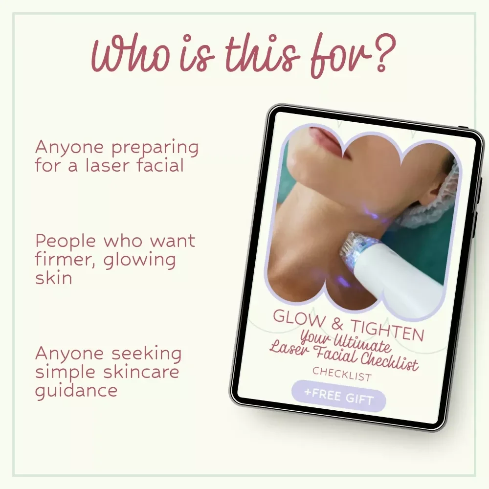 Glow & Tighten: Your Ultimate Laser Facial Checklist | Laser Facial Treatments for Skin Tightening Prep Guide | Skincare Routine Planner Digital Download