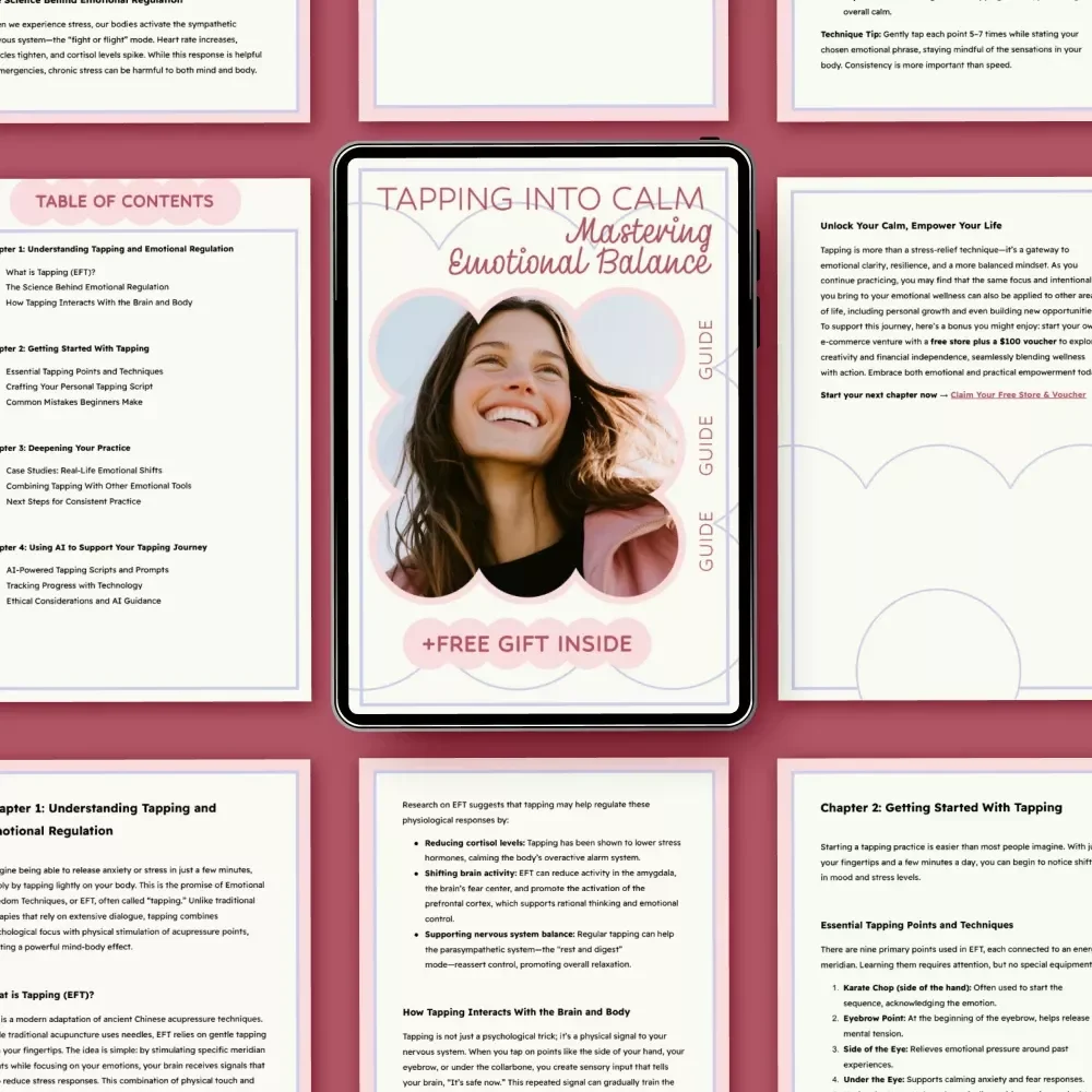 Tapping Into Calm: Mastering Emotional Balance – A Powerful Guide to Tapping for Emotional Regulation, EFT Techniques, Self-Healing Workbook, Mindfulness & Stress Relief Digital Download