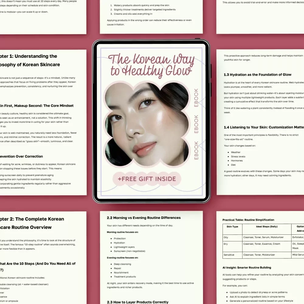 The Korean Way to Healthy Glow – Complete Guide to korean skincare routine steps for Radiant, Glass Skin (Beginner-Friendly eBook)