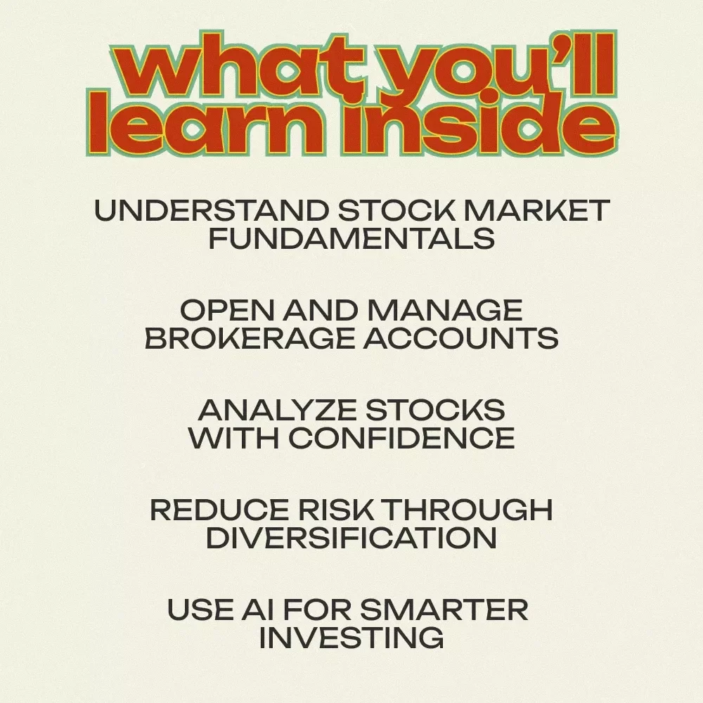 Building Wealth with the Stock Market – Beginner’s eBook Guide on how to learn share market from basic | Step-by-Step Investing, Trading & AI Strategies Digital Download