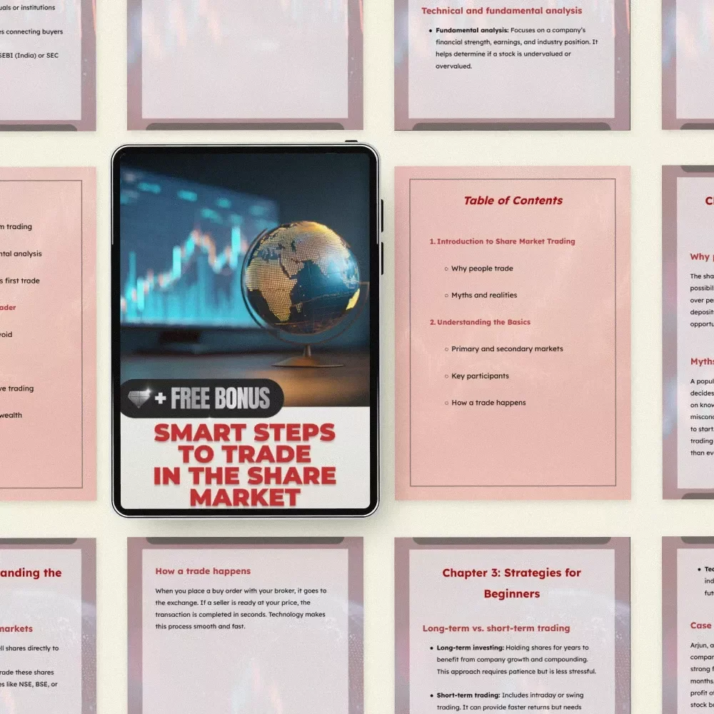 Smart Steps to Trade in the Share Market – Beginner-Friendly Guide on How to Trade in Share Market, Stock Trading Basics, Strategies & Wealth Building Digital Download
