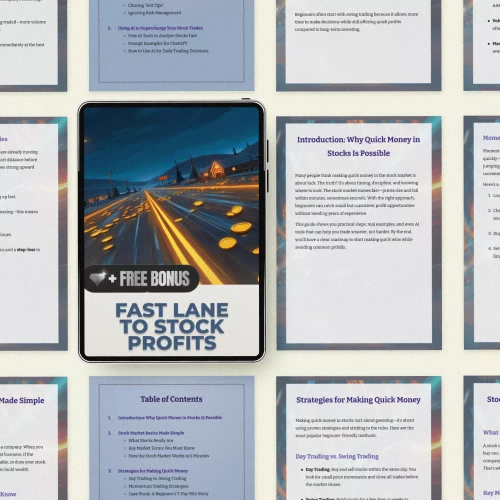 Fast Lane to Stock Profits: How to Make Quick Money in Stocks eBook Guide for Beginners