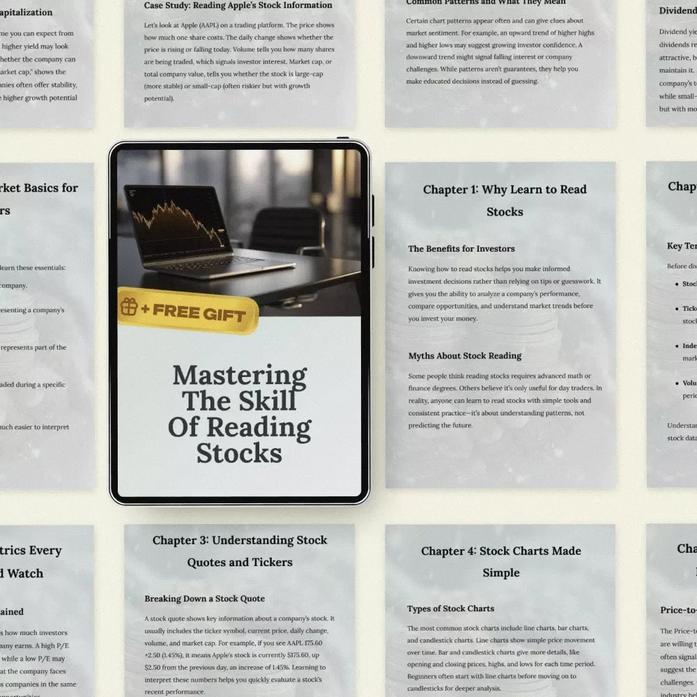 Mastering the Skill of Reading Stocks – A Beginner-Friendly eBook Guide on how to read stocks, Stock Charts, Quotes & Key Metrics for Smart Investing