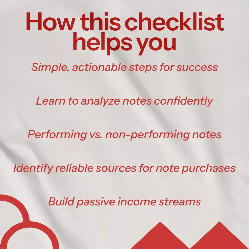 Your Real Estate Note Investing Power Checklist: Unlock Steady Income & Long-Term Wealth