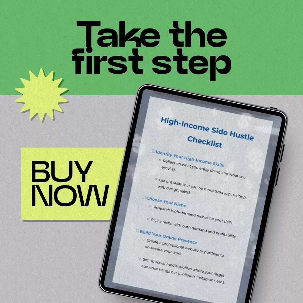 High-Income Side Hustle Checklist | High-Income Skills for Side Hustle Printable Guide | Digital Download for Beginners & Creators