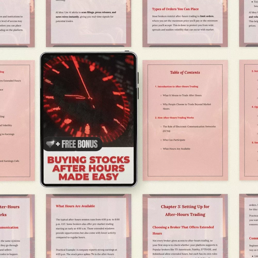 Buying Stocks After Hours Made Easy – A Beginner-Friendly eBook Explaining How Do You Buy Stocks After Hours, Extended Trading Strategies & AI Tools