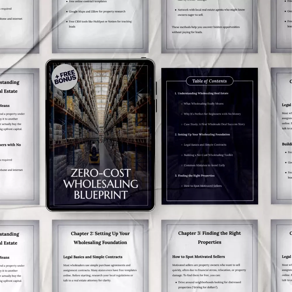 Zero-Cost Wholesaling Blueprint: How to Start Wholesaling Real Estate with No Money – Digital eBook Guide