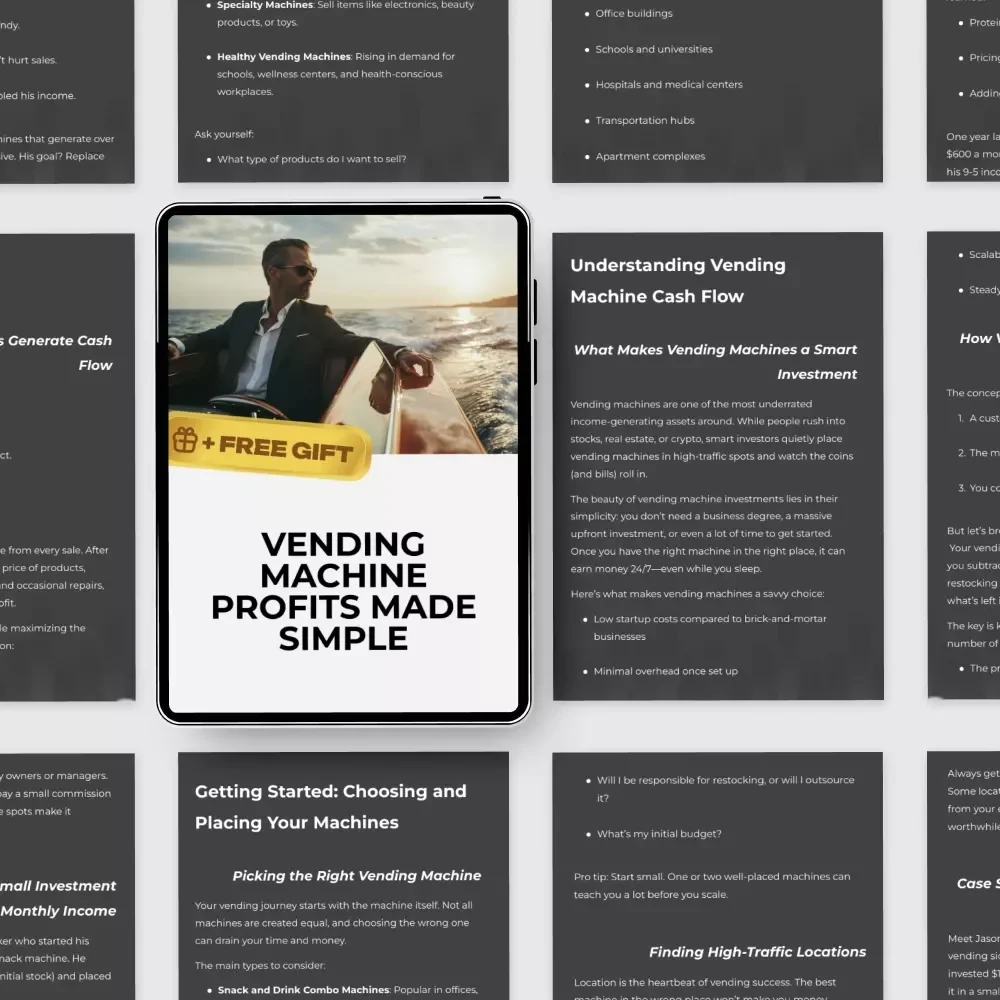 Vending Machine Profits Made Simple: Your Step-by-Step Guide to Cash Flow from Vending Machine Investments & Passive Income Success