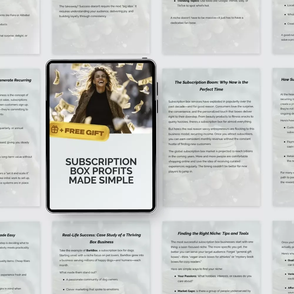 Subscription Box Profits Made Simple – Passive Income from Subscription Box Services Guide, Recurring Revenue Business eBook, Launch & Automate Subscription Box Checklist