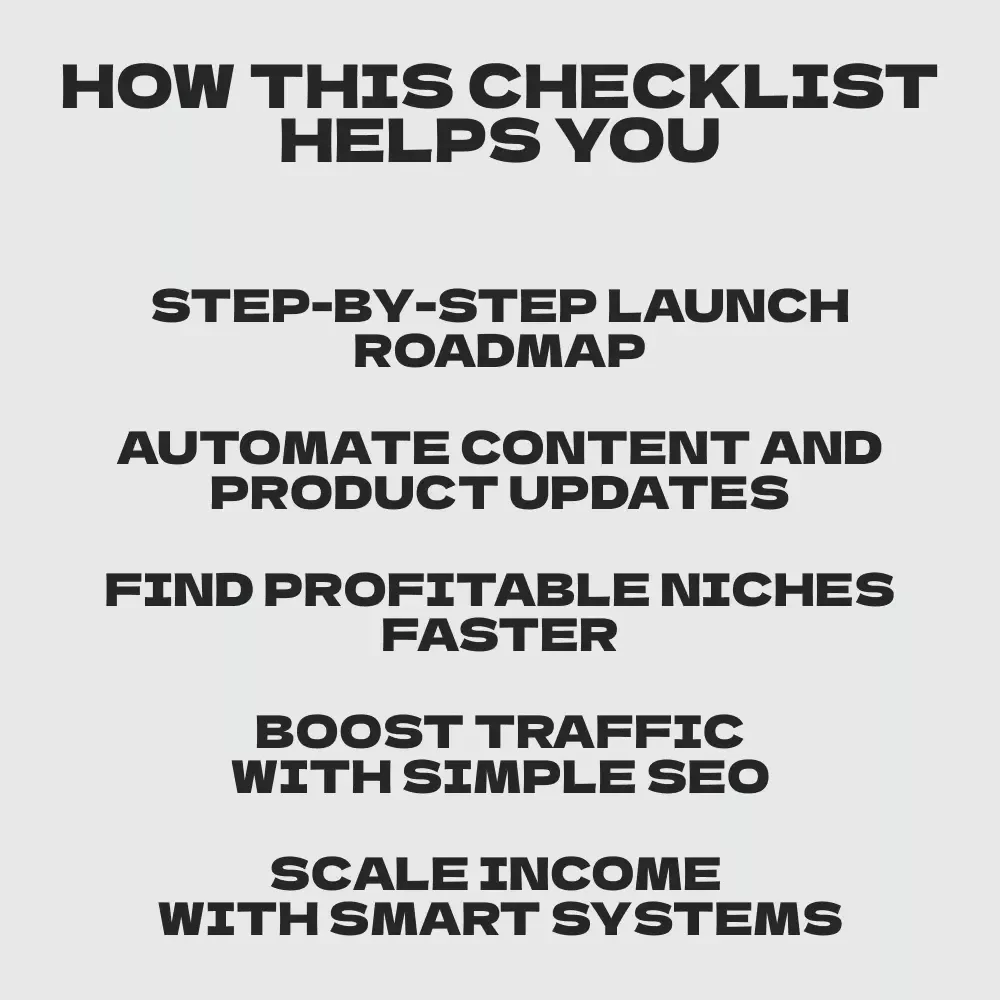 Your Self-Updating Affiliate Website Success Checklist – Self-updating affiliate websites for passive profit Digital Download Guide for Beginners & Side Hustlers