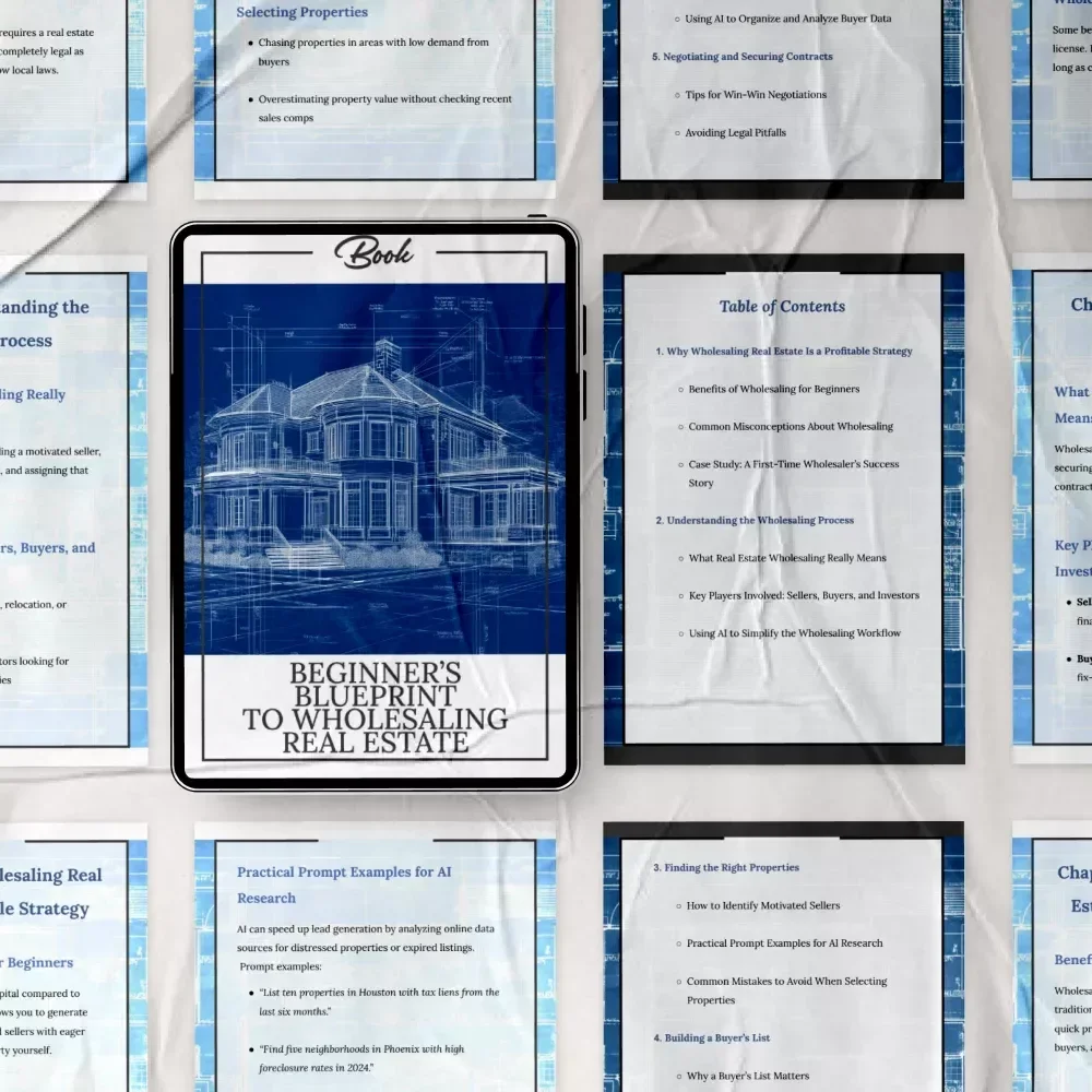 Beginner’s Blueprint to Wholesaling Real Estate | How to Make Money Wholesaling Real Estate eBook, Investor Starter Guide, Real Estate Investing for Beginners, Digital Download