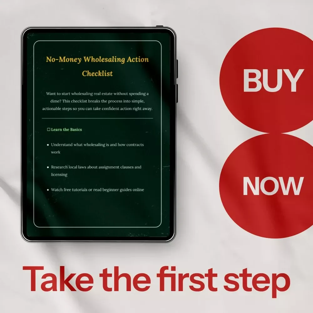 No-Money Wholesaling Action Checklist - Your Step-by-Step Guide to Wholesaling Real Estate with No Money