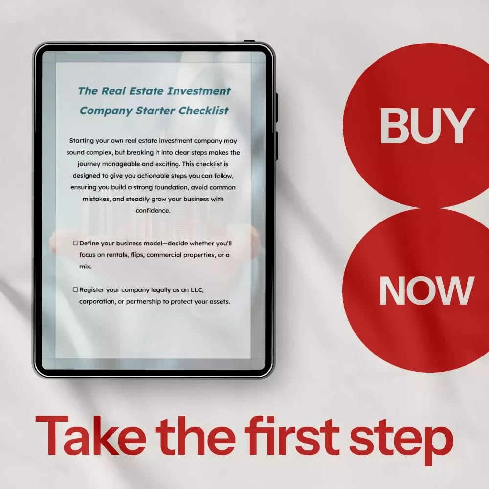 The Real Estate Investment Company Starter Checklist – Real Estate Investing Business Guide, LLC Setup Checklist, Rental & Flipping Startup Planner, Property Investment eBook Digital Download