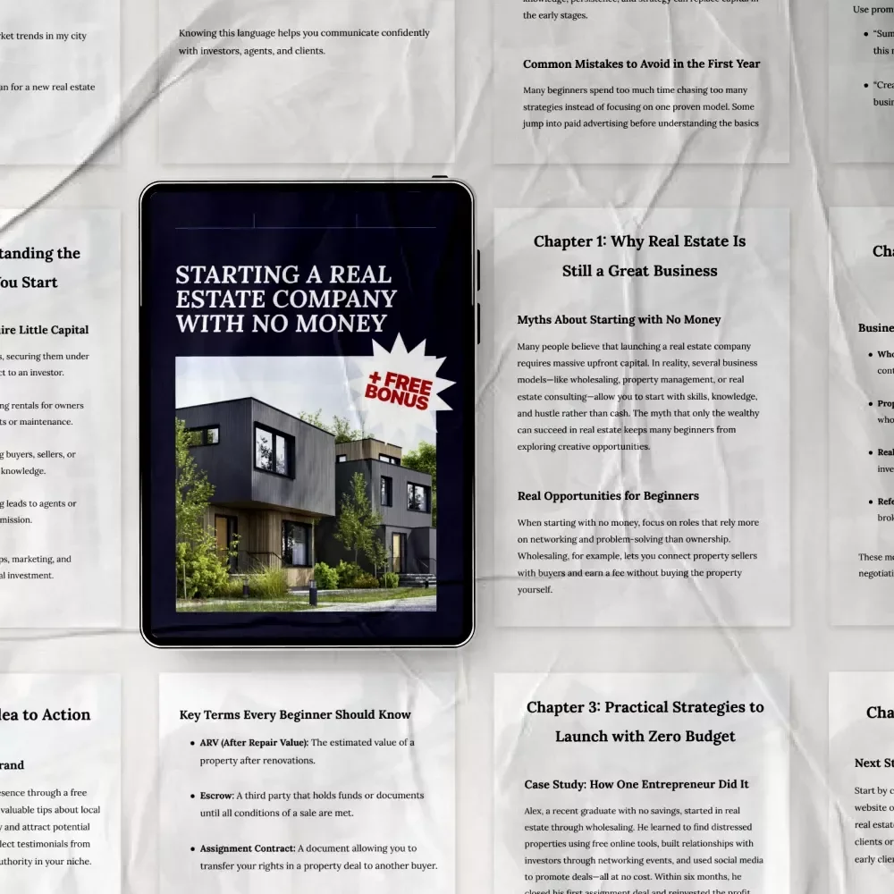 Starting a Real Estate Company with No Money – Step-by-Step Guide on how to start a real estate company with no money, Zero Budget Business Plan for Beginners