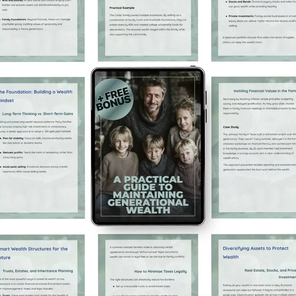 A Practical Guide to Maintaining Generational Wealth | How to Maintain Generational Wealth eBook | Family Legacy & Financial Freedom Digital Download