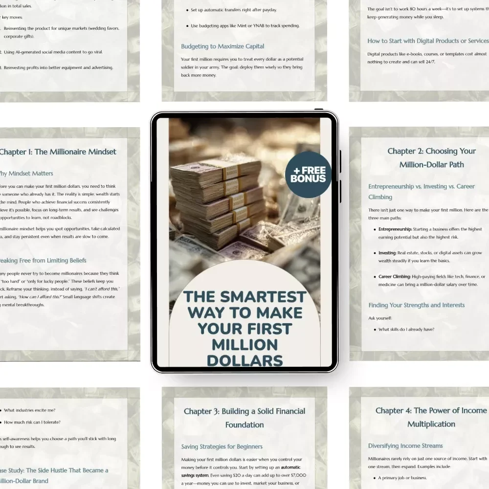 The Smartest Way to Make Your First Million Dollars – The best way to make your first million dollars eBook, Wealth Building Guide, Financial Freedom Blueprint, Digital Download
