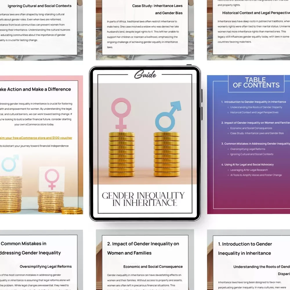 Gender Inequality in Inheritance Guide – Digital Download eBook on Legal, Social, and Economic Perspectives, AI Advocacy Tools, Checklist for Addressing Gender Disparity