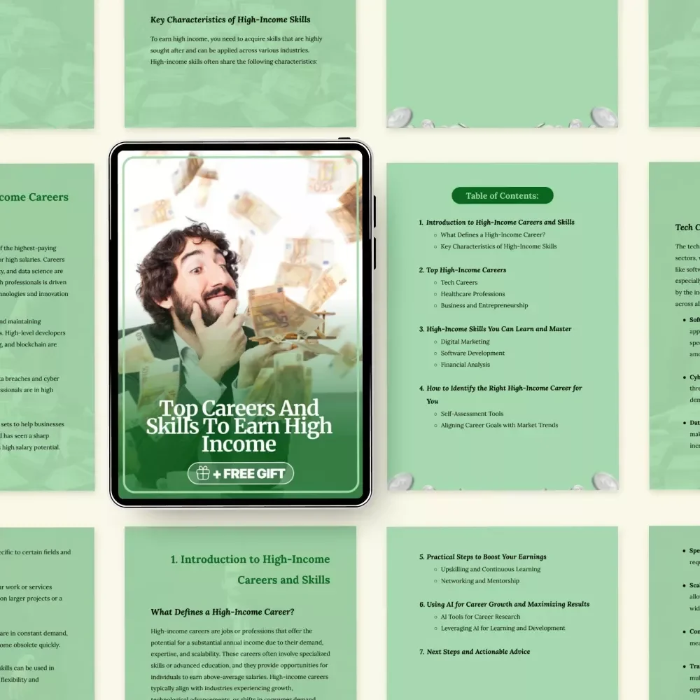 Top Careers and Skills to Earn High Income eBook – High-Income Careers Guide, High-Income Skills Checklist, Digital Download for Career Growth