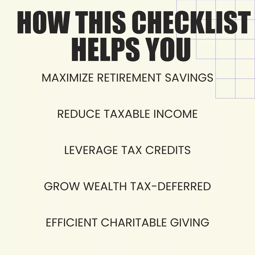 5 Steps to Maximize Your Wealth: A Comprehensive Checklist for High-Income Earners with Tax Strategies