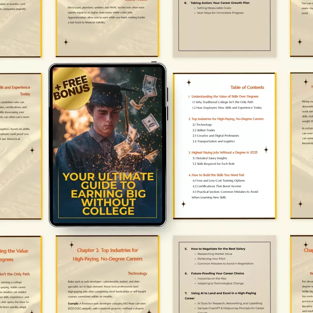 Your Ultimate Guide to Earning Big Without College – Highest Paying Jobs Without a Degree eBook