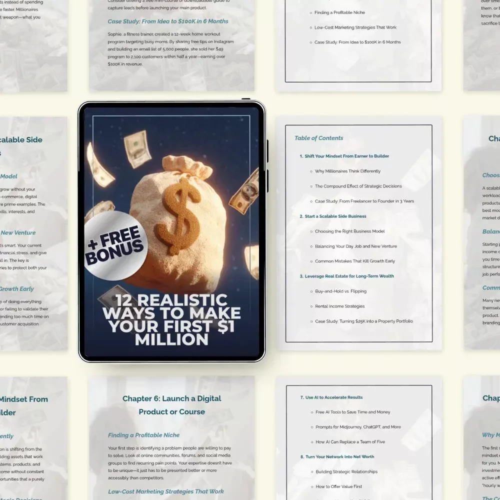 12 Realistic Ways to Make Your First $1 Million – eBook Guide to Wealth, Side Hustles, Real Estate, Stock Market & High-Income Skills