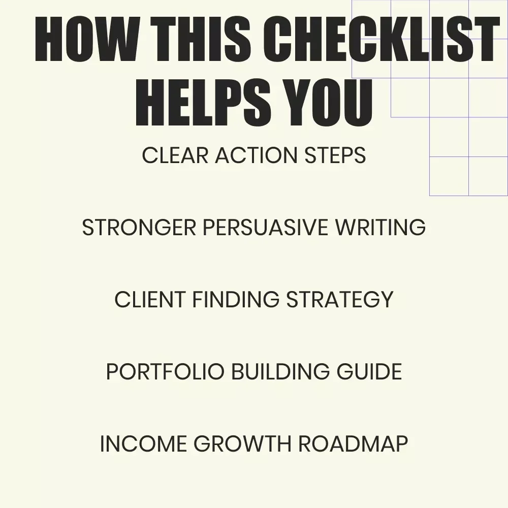 Your Copywriting-to-Cash Checklist | Copywriting High Income Skill Step-by-Step Action Plan for Freelancers & Side Hustlers | Digital Download