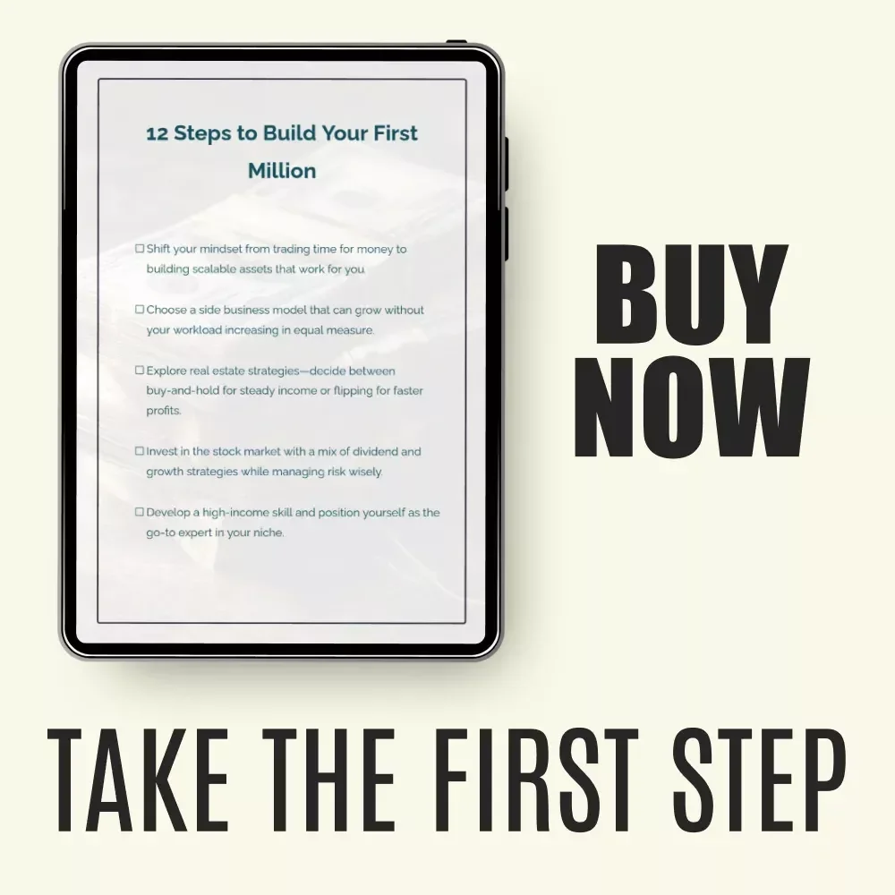 12 Steps to Build Your First Million – Checklist | 12 realistic ways to make your first $1 million | Wealth Building, Passive Income, Side Hustle & Investment Planner Digital Download