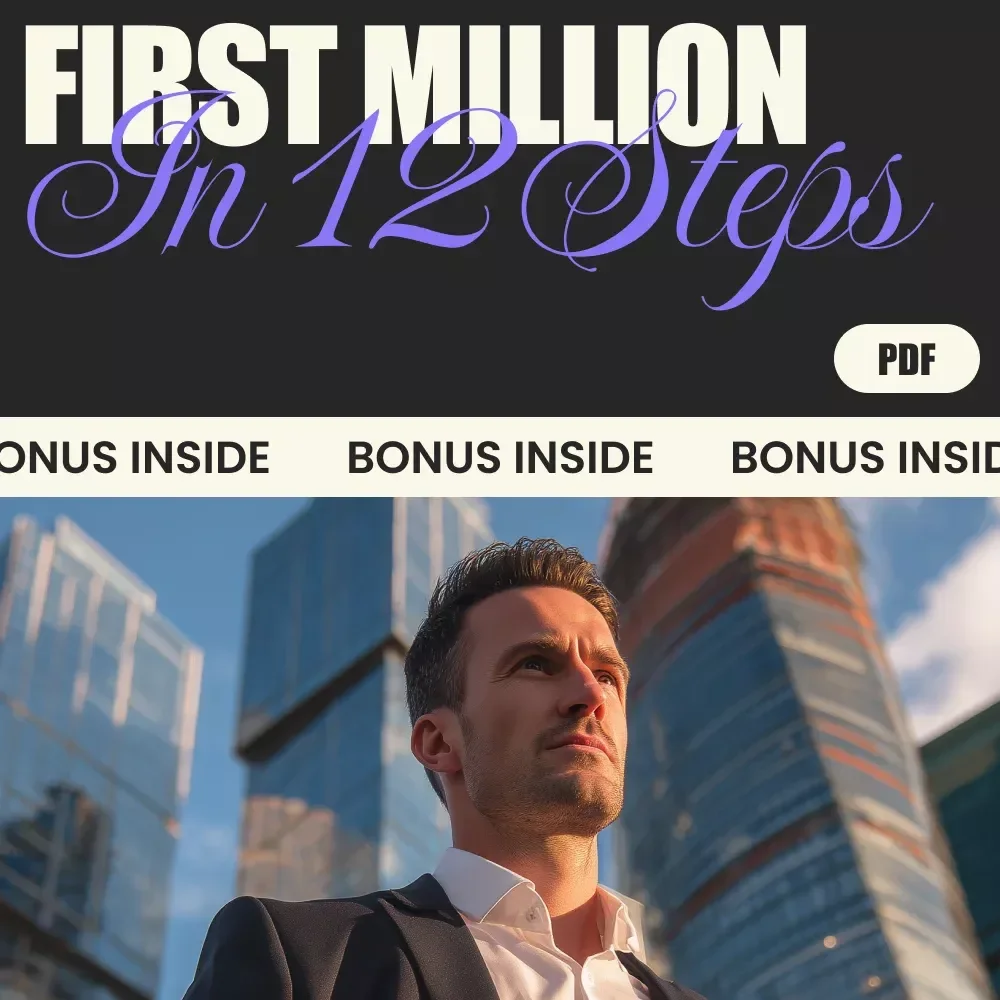 12 Steps to Build Your First Million – Checklist | 12 realistic ways to make your first $1 million | Wealth Building, Passive Income, Side Hustle & Investment Planner Digital Download