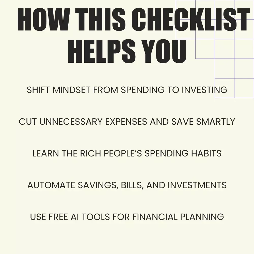 Wealthy Habits Action Checklist - Transform Your Spending Habits and Build Wealth