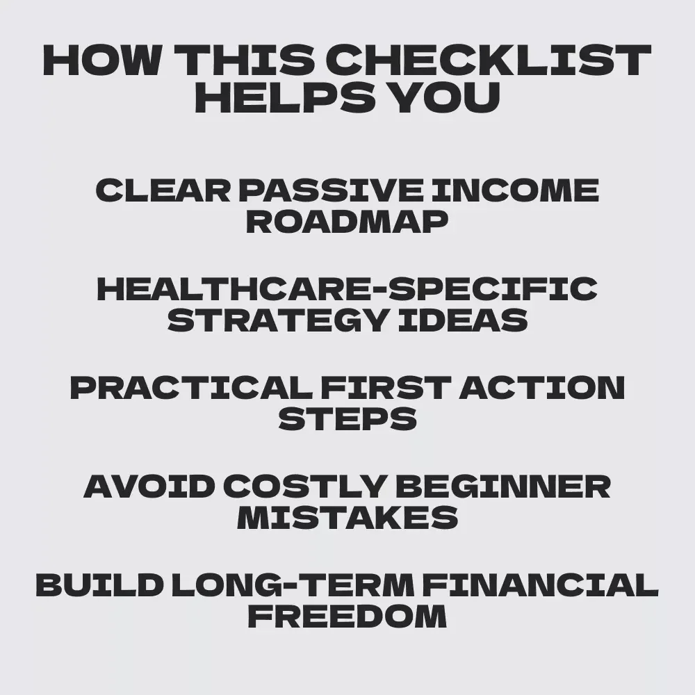 Your Healthcare Pro’s Ultimate Passive Income Checklist | Passive income for healthcare professionals Digital Download | Financial Freedom Planner for Nurses, Doctors & Medical Providers