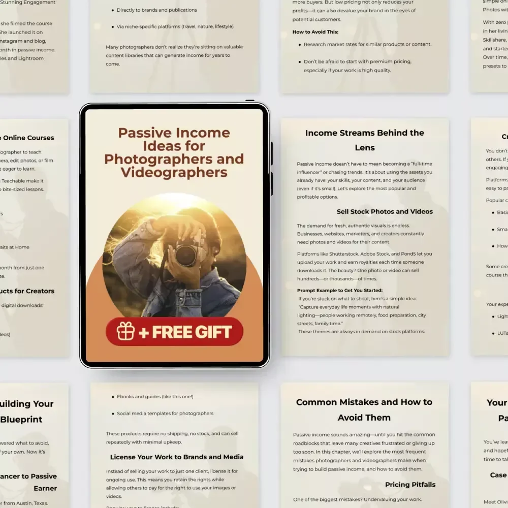 Passive Income Ideas for Photographers and Videographers – The Ultimate Guide to Passive income for photographers and videographers, Creative Business Growth & Online Revenue Streams
