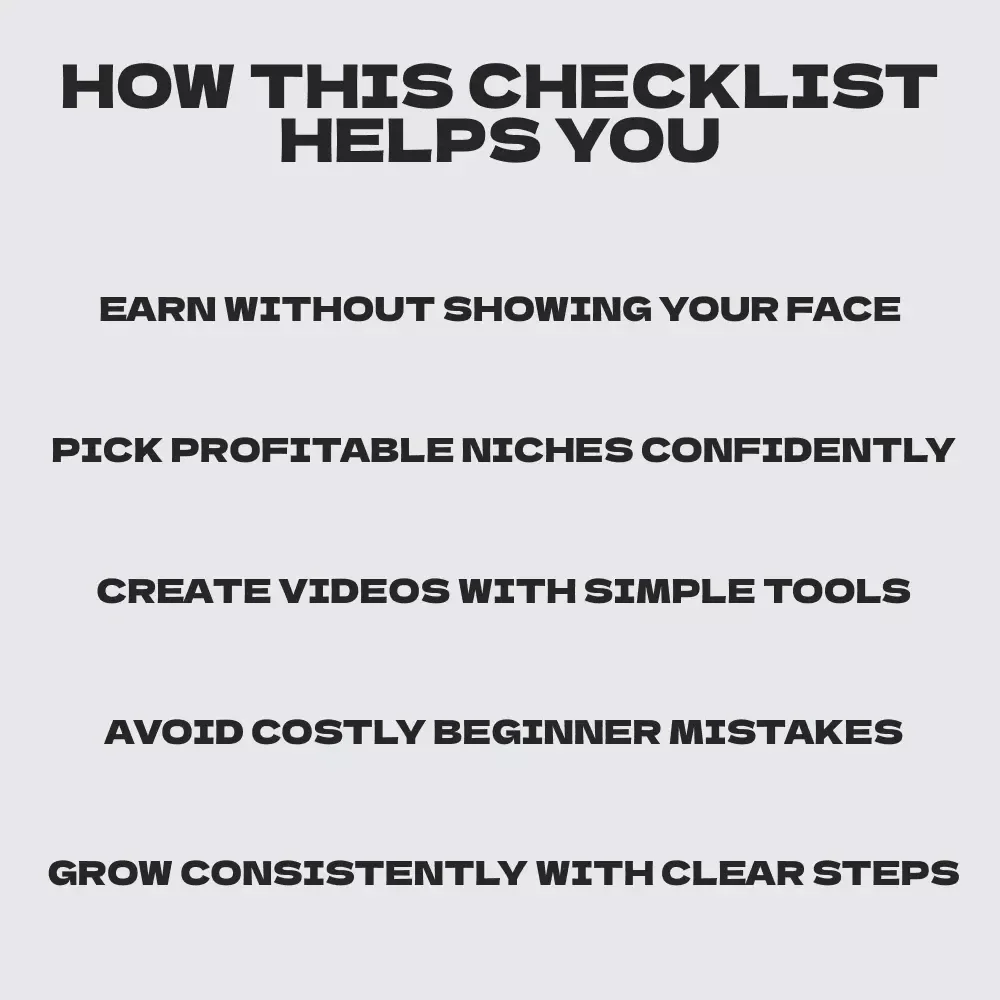 Faceless YouTube Success Checklist – YouTube Faceless Channel Passive Income Step-by-Step Guide for Beginners