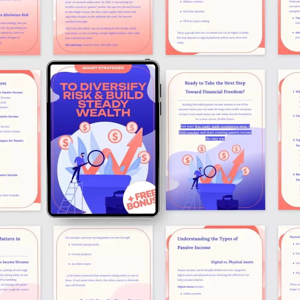 Smart Strategies to Diversify Risk & Build Steady Wealth | Passive Income Risk Diversification Techniques eBook Guide