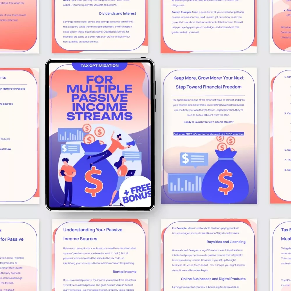 Tax Optimization for Multiple Passive Income Streams | Tax Optimization for Multiple Passive Income Streams eBook for Investors, Rental Income, Dividends & Online Business Owners