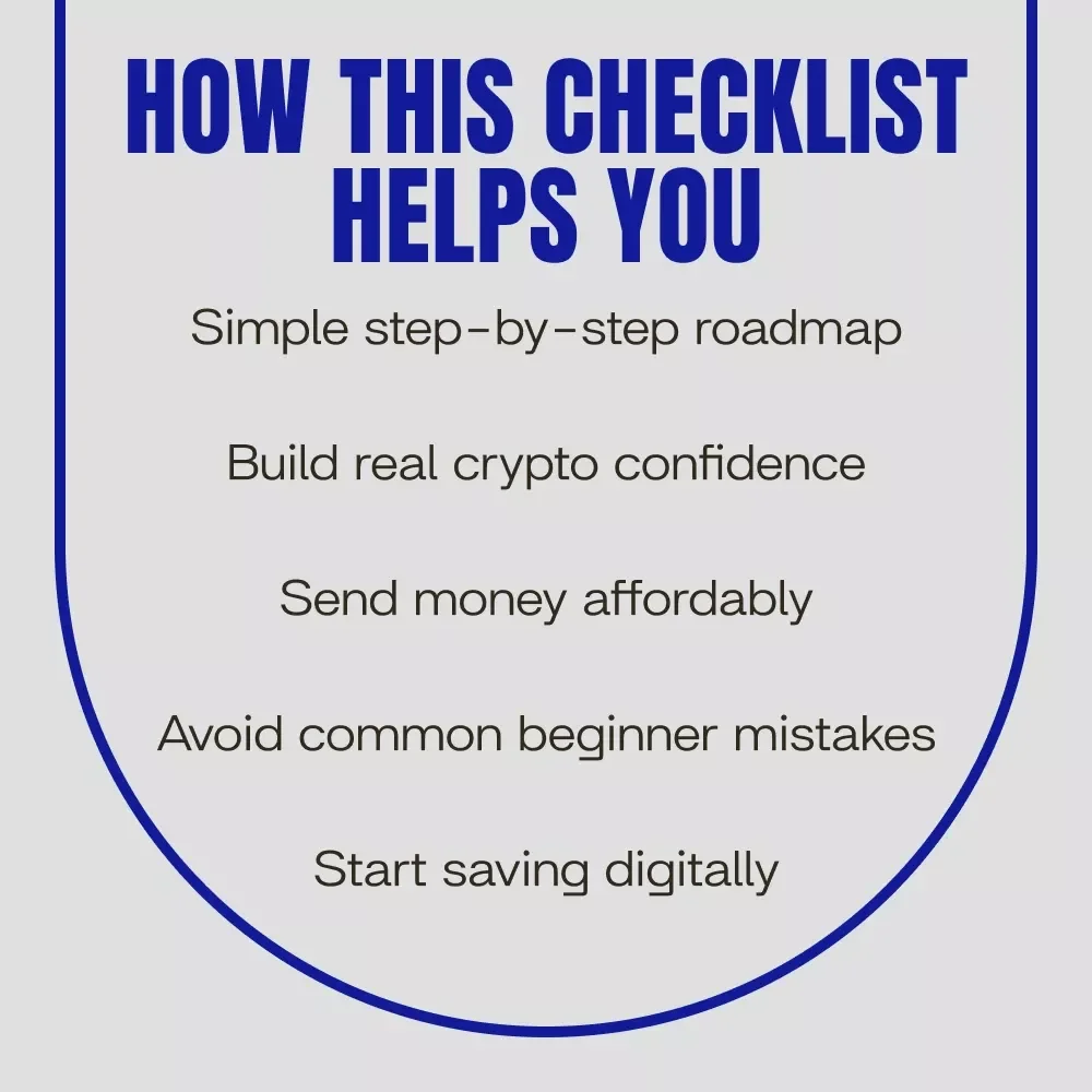 A Pocket Checklist for the Unbanked Trailblazer | Crypto solutions for the unbanked | 4-Week Beginner Crypto Action Plan Printable