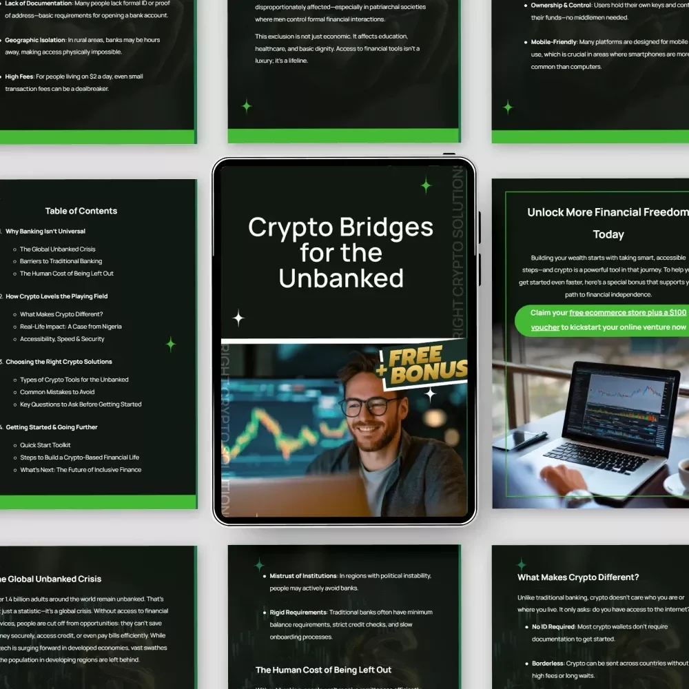 Crypto Bridges for the Unbanked – Practical Guide to Crypto Solutions for the Unbanked, Financial Inclusion eBook, Digital Download Toolkit