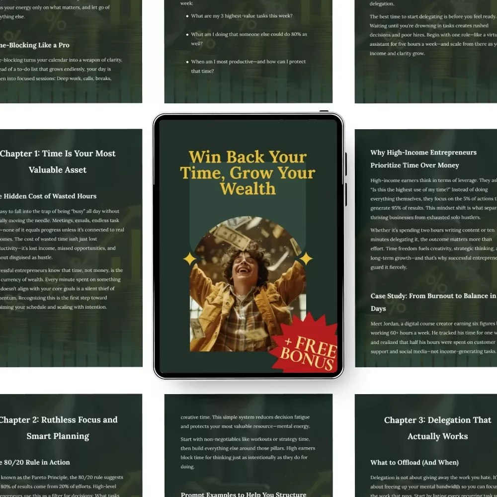 Win Back Your Time, Grow Your Wealth | Time-Saving Strategies Guide for High-Income Entrepreneurs | Productivity & Scaling Digital Download