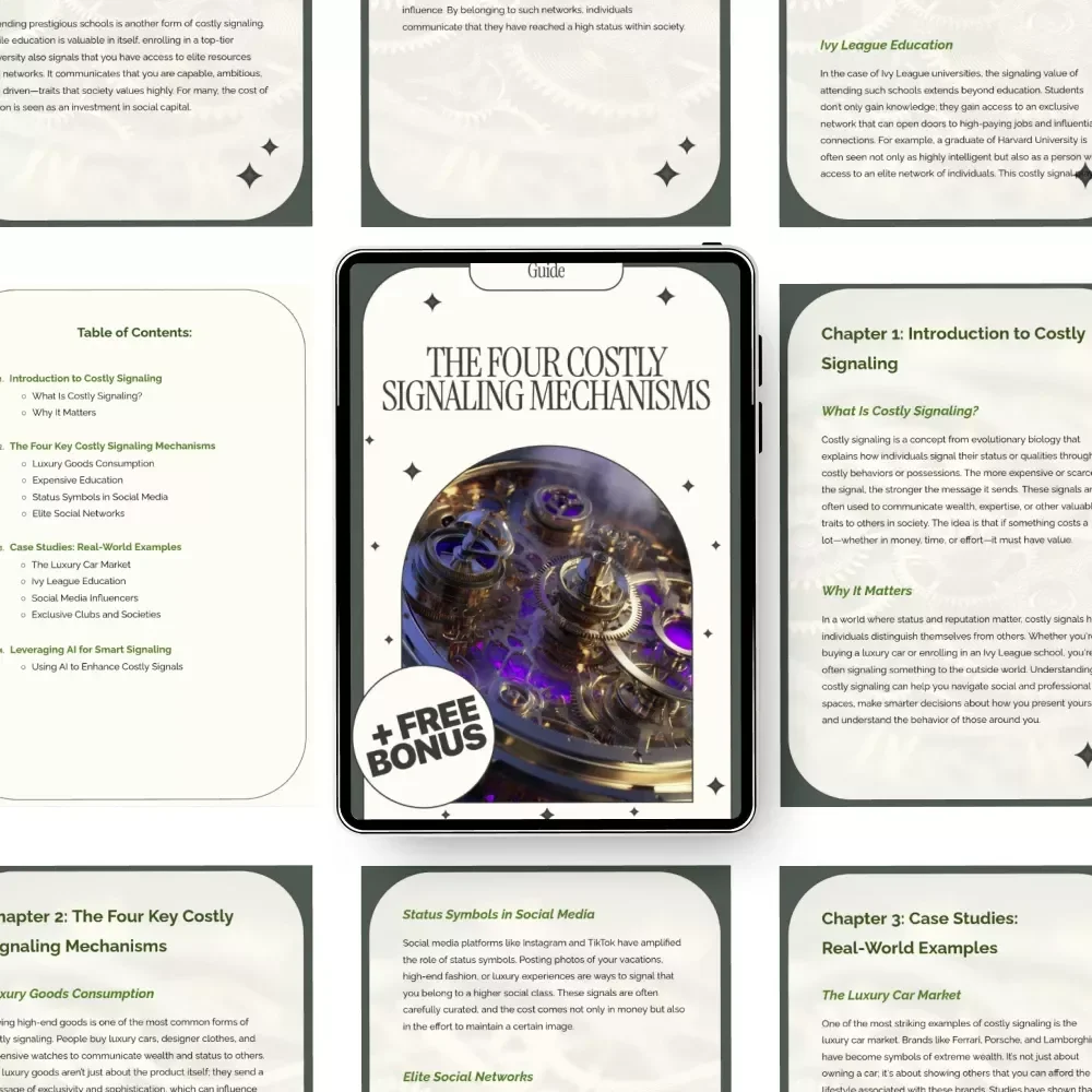 The Four Costly Signaling Mechanisms Guide: Luxury, Education, Social Media & AI Insights