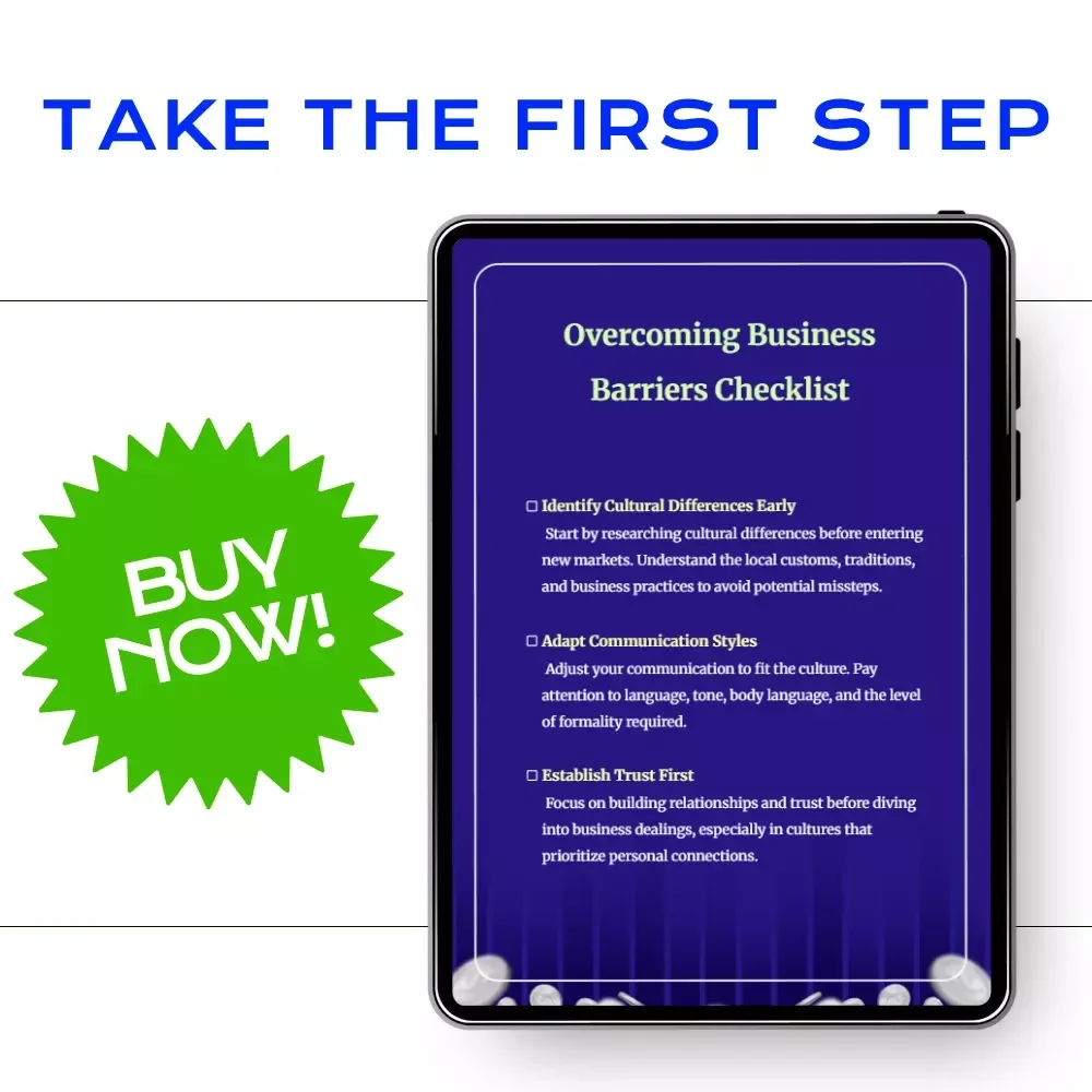 Overcoming Business Barriers Checklist | Business Barriers Due to Culture | Cross-Cultural Strategy & Global Market Entry Digital Download
