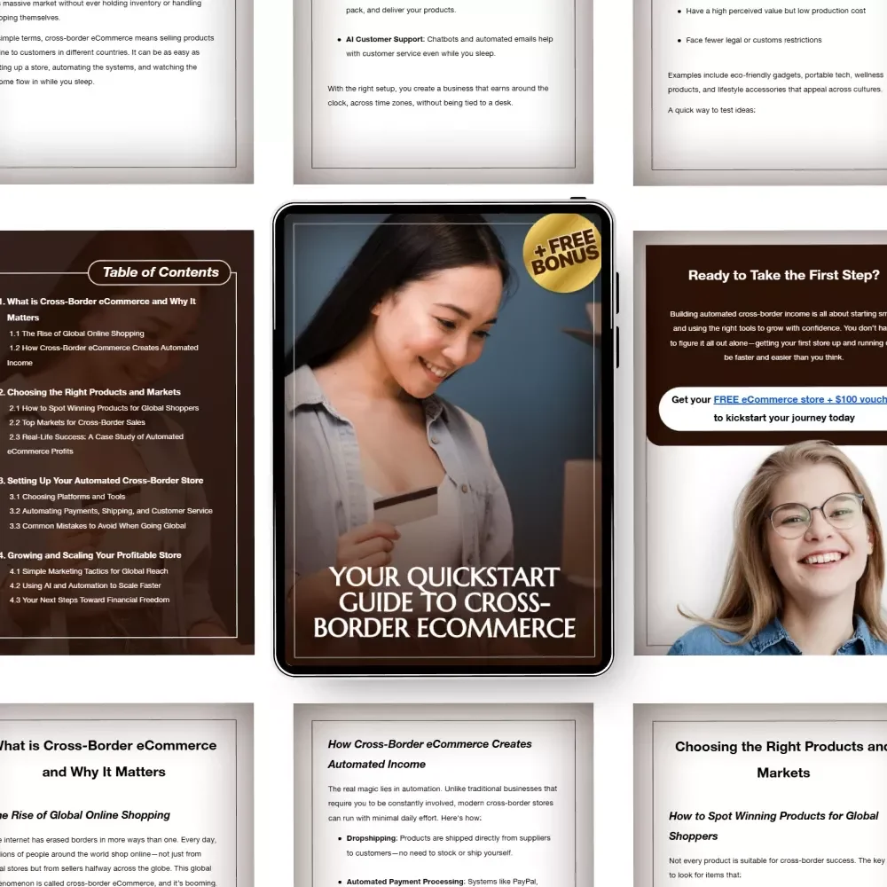 Your Quickstart Guide to Cross-Border eCommerce | Cross-border eCommerce for Automated Income Digital Download Guide for Building Global Online Business
