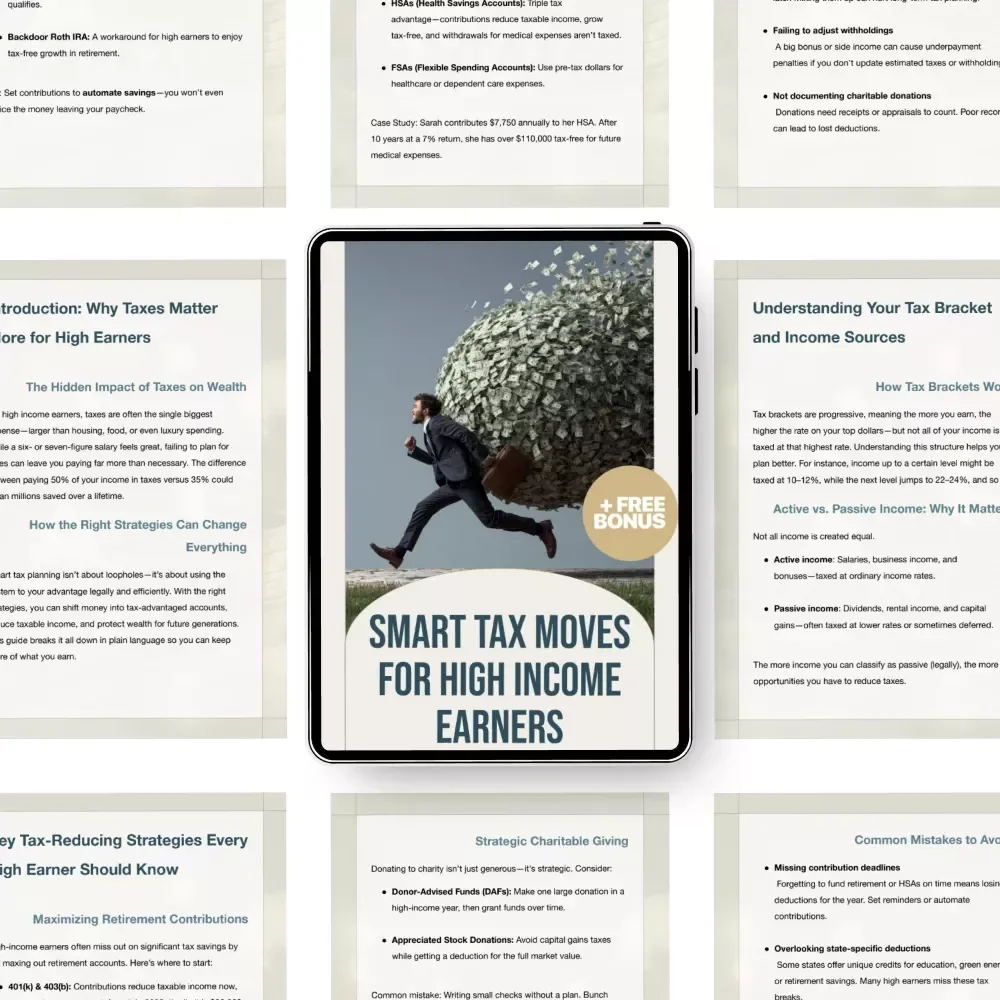 Smart Tax Moves for High Income Earners | Ebook Guide to Tax Strategies for High Income Earners, Wealth Building & Advanced Tax Planning Digital Download