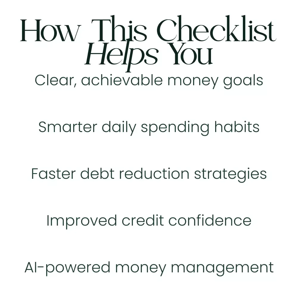Actionable Steps for Financial Freedom – Printable Checklist for avoiding poverty trap, Smart Budget Planning & AI Money Management Guide