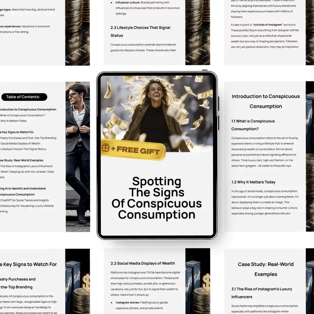 Spotting the Signs of Conspicuous Consumption - Digital Guide to Understanding Status Symbols, Flashy Purchases, and Social Trends