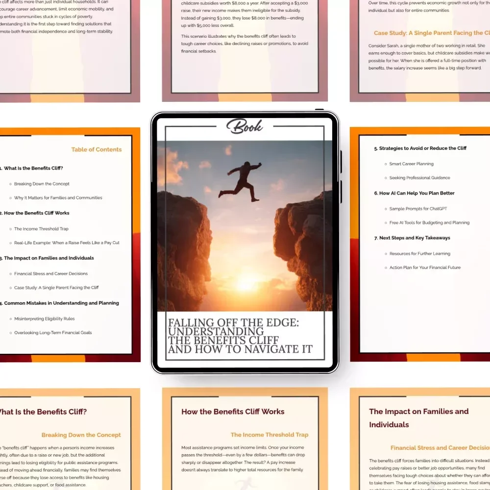 Falling Off the Edge: Understanding the Benefits Cliff and How to Navigate It | Benefits Cliff Financial Planning eBook, Income Threshold Guide, Budget & Career Strategy Digital Download