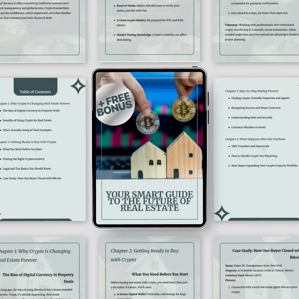Your Smart Guide to the Future of Real Estate | Real Estate Purchases with Crypto Digital Guide, Bitcoin Property Buying eBook, Crypto Real Estate Checklist & Investment Resource