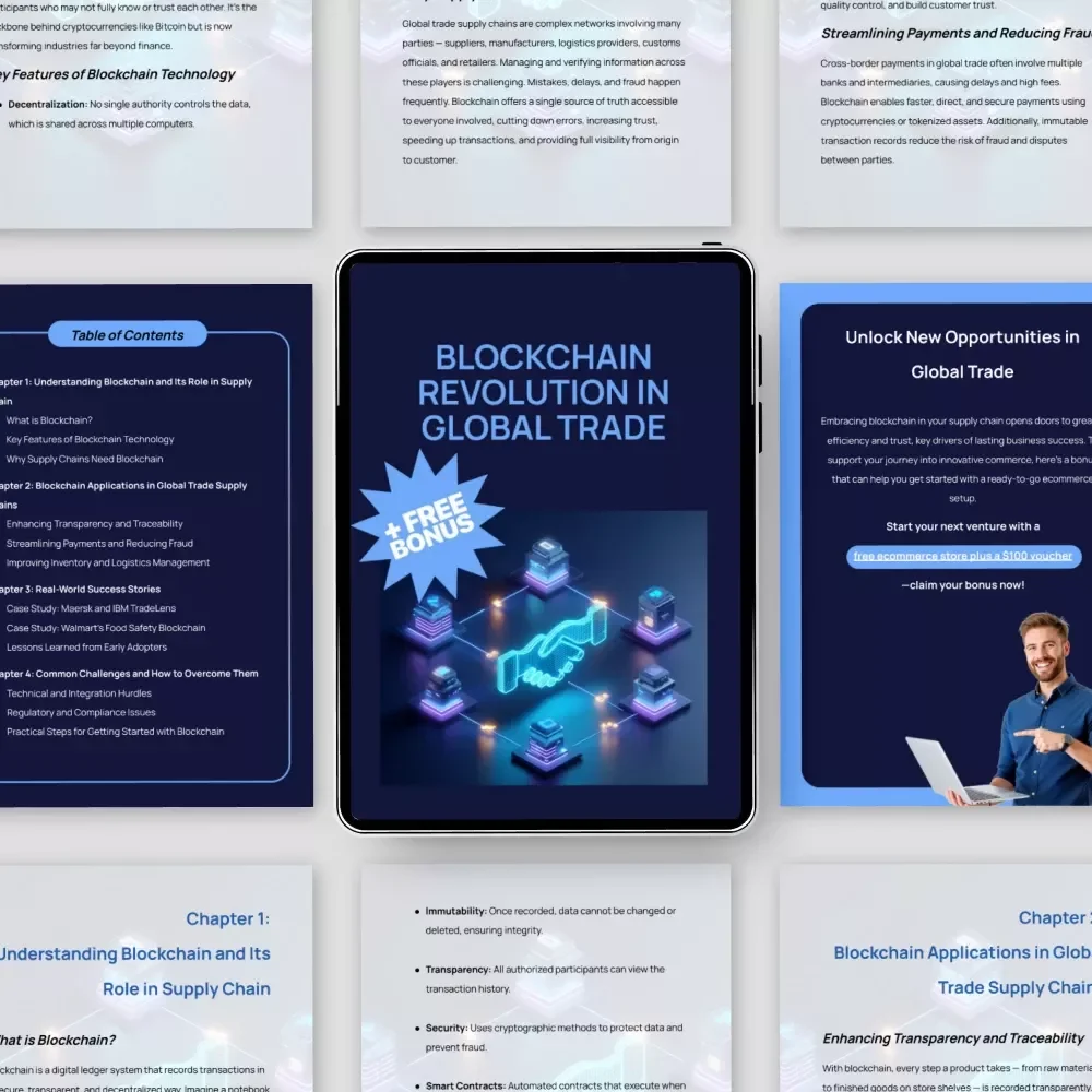 Blockchain Revolution in Global Trade – Ultimate Guide to Blockchain for supply chain in global trade | Digital Download eBook for Modern Logistics & Trade Professionals